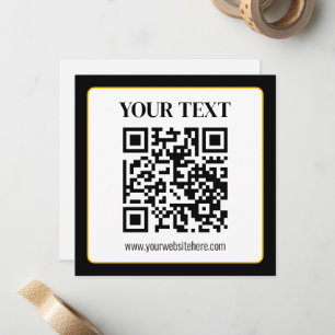Business QR code w/Top & Bottom Text, Black & Gold Card