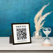 Business QR code w/Top & Bottom Text, Black & Gold