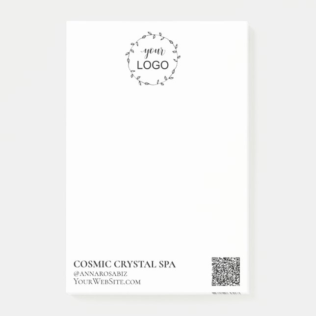*~* Business QR Simple Minimal Logo AP8 Post-it No Notes (Front)