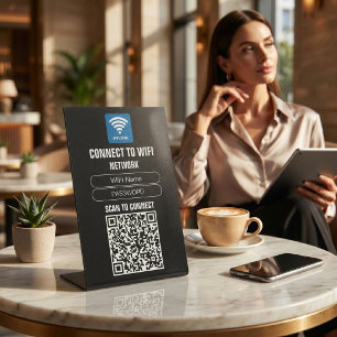 Business QR WiFi Access Scan Connect Guest Network Pedestal Sign