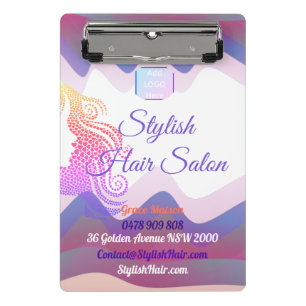 Business Rainbow Waves Mini Clipboard with Logo