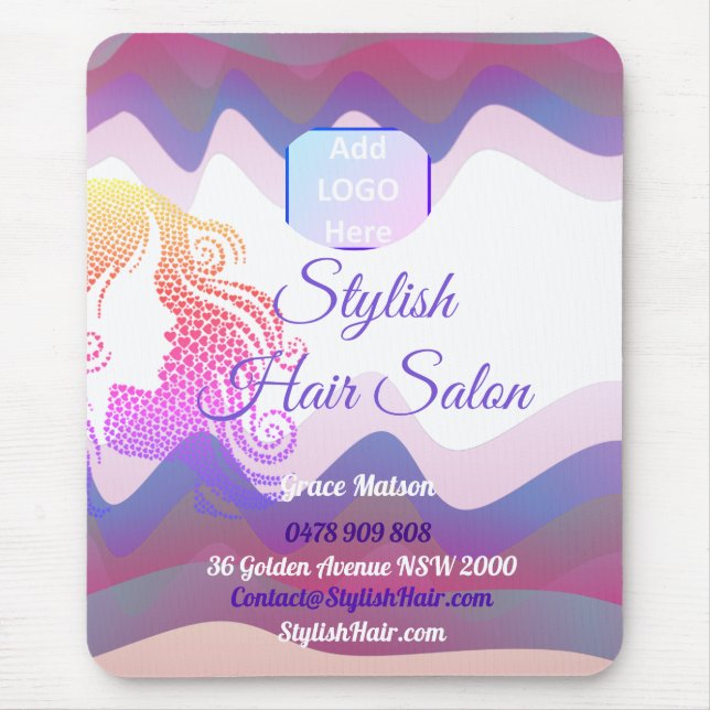 Business Rainbow Waves Mouse Pad with Logo (Front)