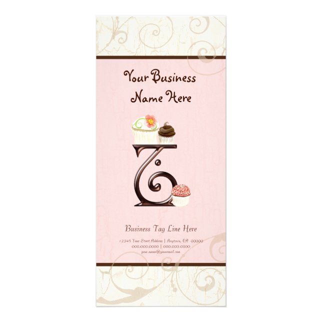 Business Rate Card - Letter T Monogram Dessert Bak (Front)