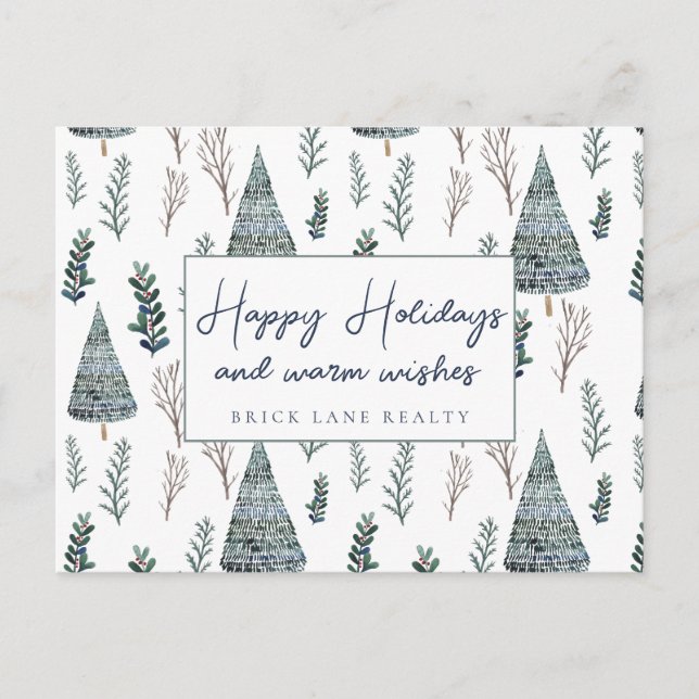 Business Real Estate Happy Holidays Classy Green   Holiday Postcard (Front)