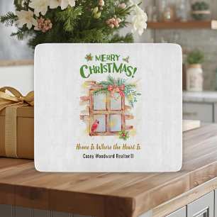 Business Realtor Christmas Home Where the Heart Is Cutting Board