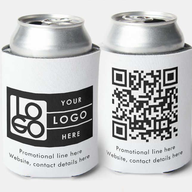 Business Rectangle Logo Text Promo QR Code Can Cooler (Business Rectangle Logo Text Promo QR Code Can Cooler)