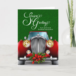Business Red Classic Car Season's Greetings Holiday Card