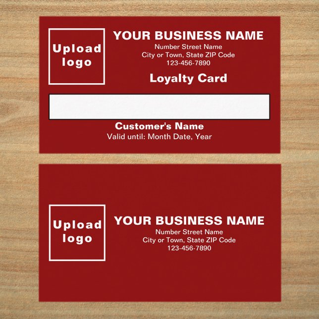 Business Red Flat Loyalty Card (Front and back sides of red loyalty card. Loyalty card for your loyal customers.)