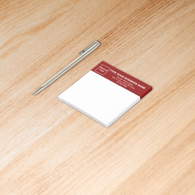 Business Red Heading White Square post it note (Build brand name awareness. Your business brand on red heading of square post it note.)