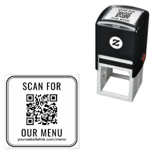 Business Restaurant Simple Menu Website QR Code Self-inking Stamp