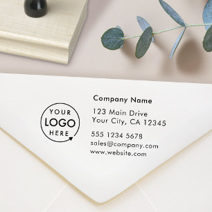 Business Return Address Logo Professional Modern Rubber Stamp