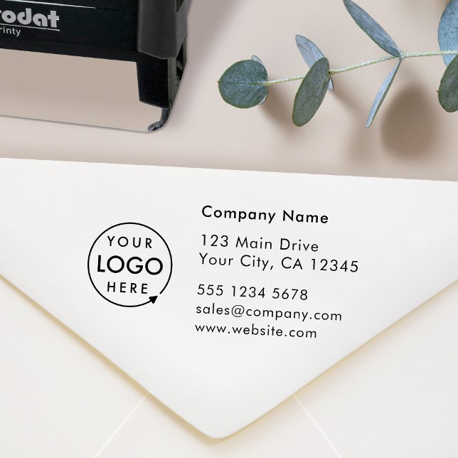 Business Return Address | Logo Professional Modern Self-inking Stamp (Business logo return address stamp by Guava, perfect for small business branding and packaging)