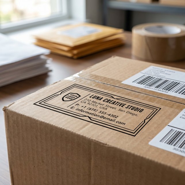 Business Return Address | Professional Logo Modern Self-inking Stamp (Creator Uploaded)