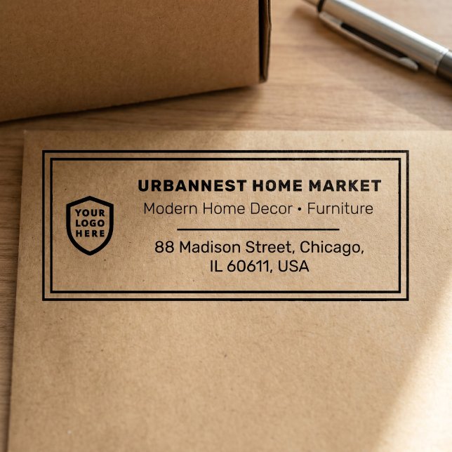 Business Return Address | Professional Logo Modern Self-inking Stamp (Creator Uploaded)
