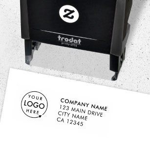 Business Return Address   Professional Logo Modern Self-inking Stamp