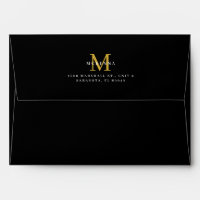 Business Return Envelope Black Gold Monogram
