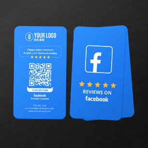 Business Review Link Facebook Reviews QR Code Business Card