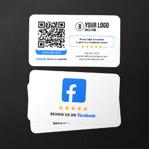 Business Review Link Facebook Reviews QR Code Business Card