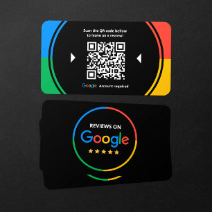 Business Review Link Google 5 Star Reviews QR Code Business Card
