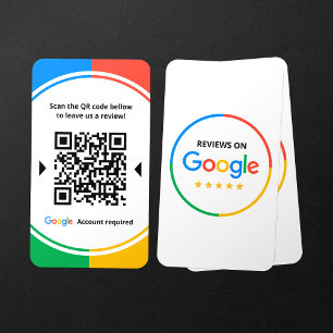 Business Review Link Google 5 Star Reviews QR Code Card