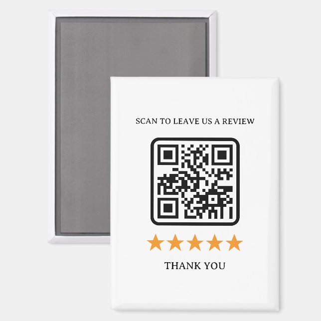 Business Review Link QR Code 2.5" x 3.5" Magnet (Front/Back)