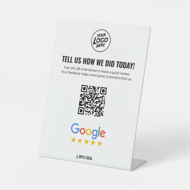 Business Review QR Code Rating Pedestal  Sign (Front)