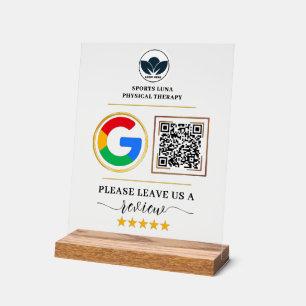 Business Review Sign - Custom QR Code with Logo