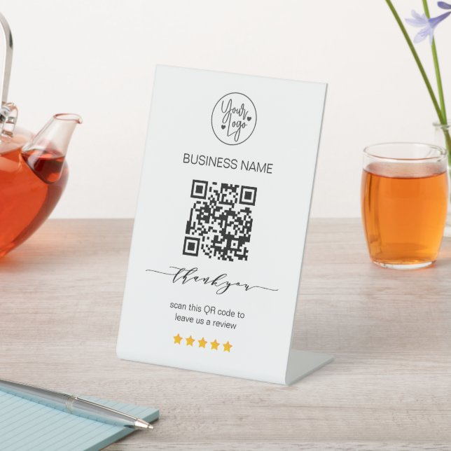 Business Reviews 5 Star Review QR Code Business Pedestal Sign (In SItu)