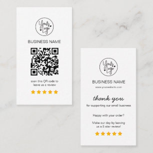 Business Reviews QR Code 5 Star Review  Card
