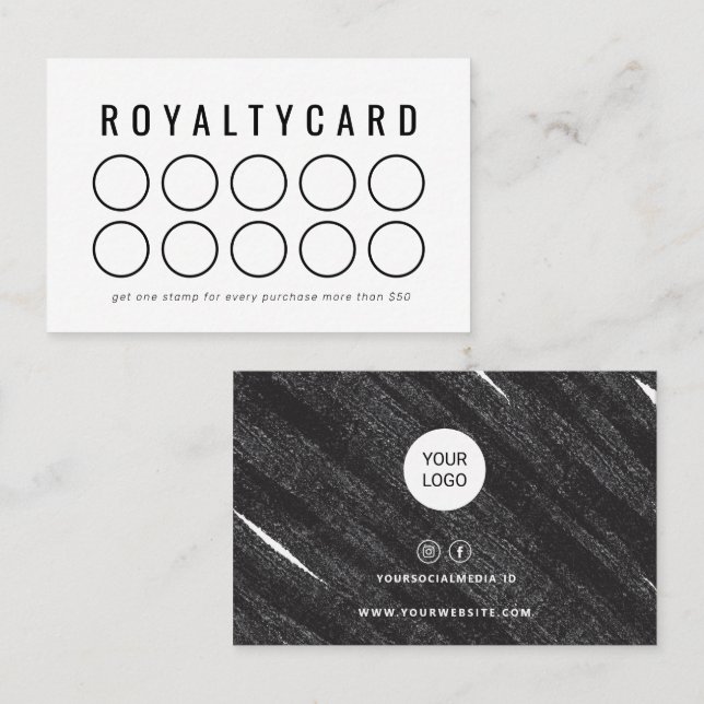 Business royalty cards black white modern (Front/Back)