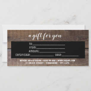 Business Rustic Personalised Gift Certificate