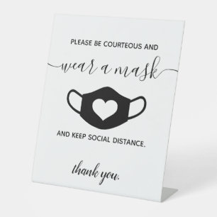 Business Safety Wear a Face Mask Modern Script Pedestal Sign