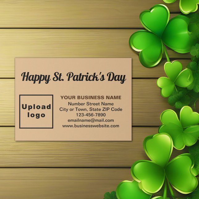 Business Saint Patrick Greeting on Light Brown Enclosure Card (Light brown Saint Patrick business enclosure card)