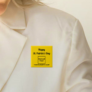 Business Saint Patrick Greeting on Yellow Square 15 Cm Square Badge