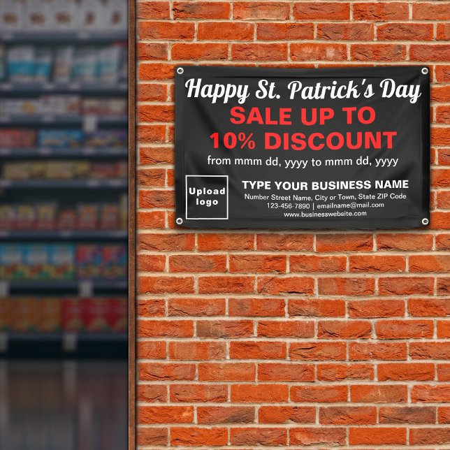 Business Saint Patrick Sale on Black Rectangle Banner (Attract more customers. Business Saint Patrick sale on black rectangle banner.)