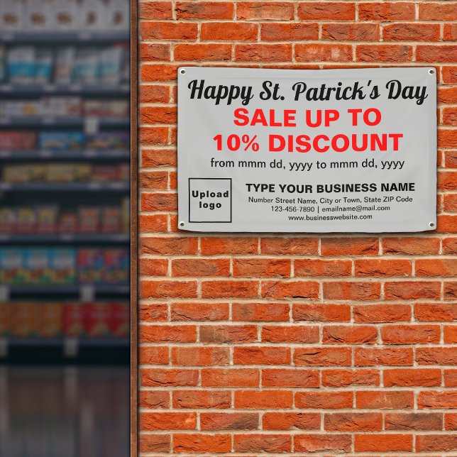 Business Saint Patrick Sale on Grey Rectangle Banner (Attract more customers. Business Saint Patrick sale on gray rectangle banner.)