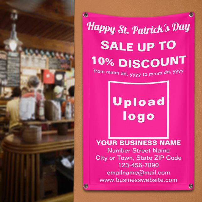 Business Saint Patrick Sale on Pink Banner (Business Saint Patrick sale on pink banner. Signage to attract more customers.)