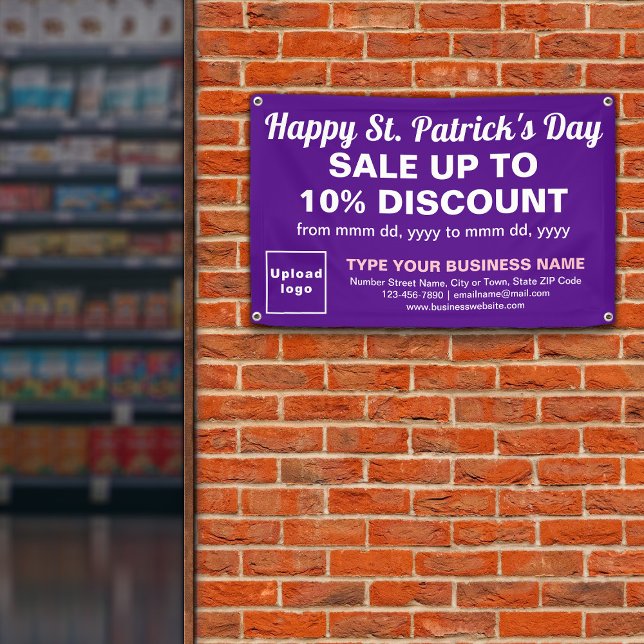 Business Saint Patrick Sale on Purple Rectangle Banner (Attract more customers. Business Saint Patrick sale on purple rectangle banner.)