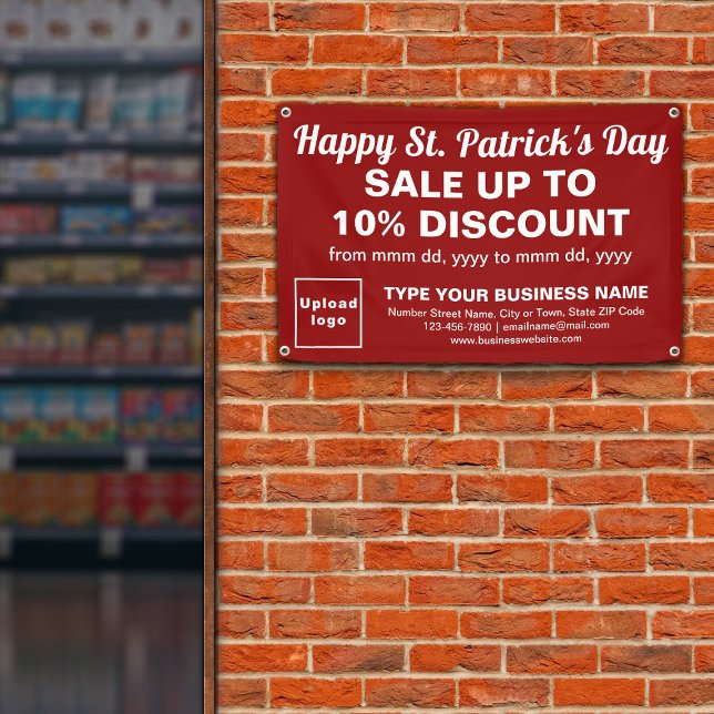 Business Saint Patrick Sale on Red Rectangle Banner (Attract more customers. Business Saint Patrick sale on red rectangle banner.)