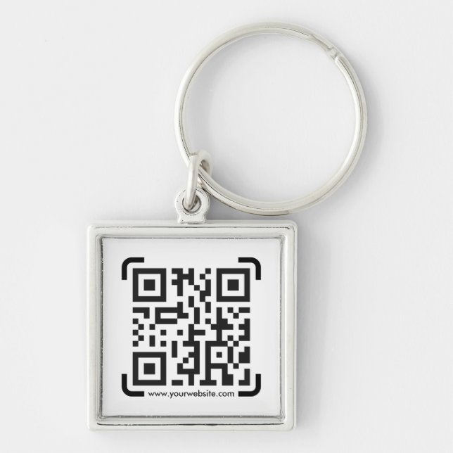Business Scan Me QR Code Website Modern Simple Key Ring (Front)