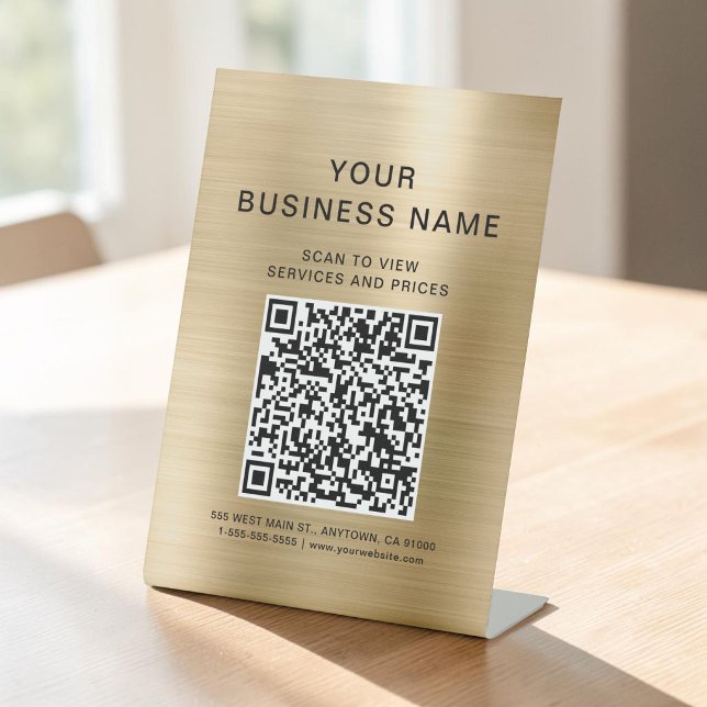 Business Scan To Connect Gold QR Code Pedestal Sign (Business Scan To Connect Gold QR Code Pedestal Sign)