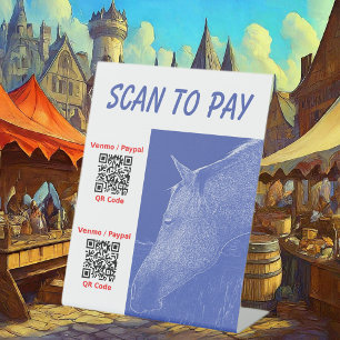 Business Scan to Pay Here 2 QR Codes Pedestal Sign