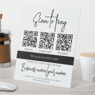 Business Scan to Pay Personalised 3 QR Code Pedestal Sign
