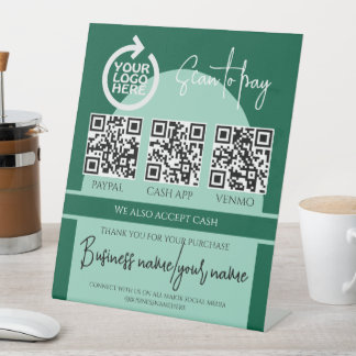 Business Scan to Pay Personalised Logo QR Code Pedestal Sign