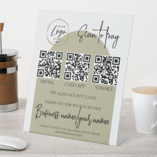 Business Scan to Pay Personalised Logo QR Code Pedestal Sign