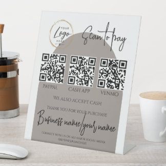 Business Scan to Pay Personalised Logo QR Code Pedestal Sign