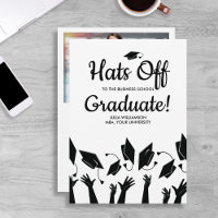 Business School Graduation Photo Hats Off Party
