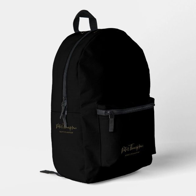 Business Script Elegant Signature Personalised Printed Backpack (Back Corner Left)