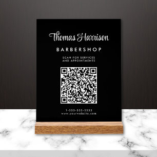 Business Script QR Code Black Acrylic Sign