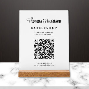 Business Script QR Code White Acrylic Sign